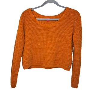 Guess Orange Cropped Pullover Sweater Autumn Fall Size Small